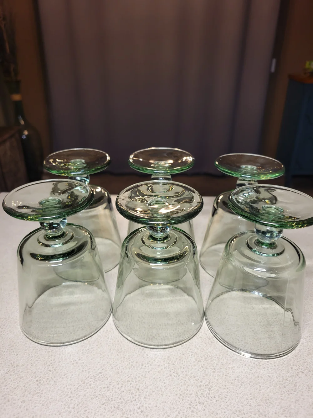 Vintage-Style Light Green Tinted Footed Goblets / Water Glasses – Set of 6 8 OZ